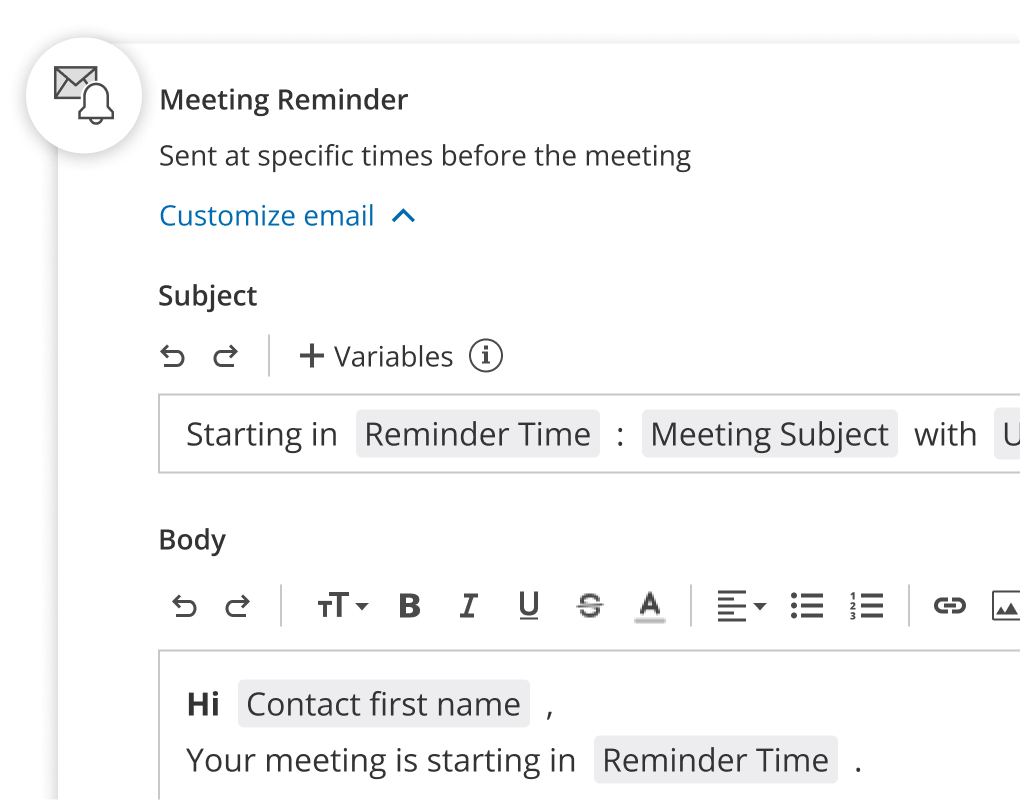 Interface for setting up automated meeting reminders