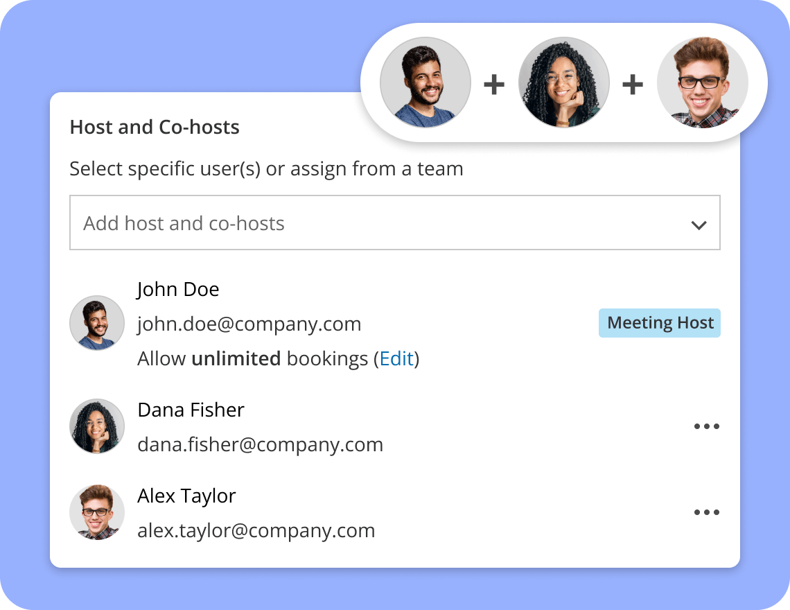 Assign multiple hosts to scheduled meetings